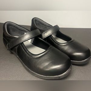 Anodyne-Casual Stretch Mary Jane Shoes, Black, Pre-Owned, Size:9W, Velcro Straps
